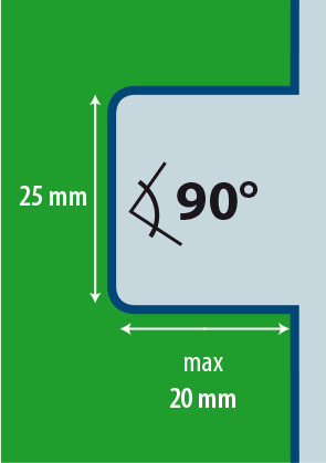 encoche cuvette 25 mm